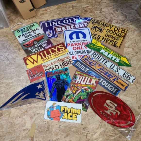 20x signs Lot HUGE Chevy Ford car USA STEEL Metal Truck Garage Dad Gift Ad - Picture 7 of 10